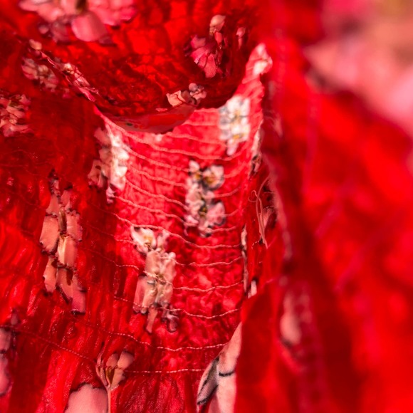 Vintage Aloha Hibiscus Floral Hawiian Red White Halter Top Fitted Small-Medium - Picture 7 of 9